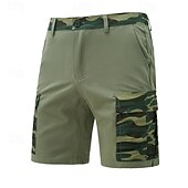 preiswerte Draussen-Herren Cargo-Shorts Shorts Sommershorts Patchwork Mehrere Taschen Tarnung Komfort tragbar Knielang Outdoor Sport Täglich Mode Lässig Schwarz Armeegrün