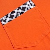 cheap Men's Classic Polo-Men's Cotton Blend Polo Shirt Golf Shirt Casual Sports Lapel Short Sleeve Fashion Basic Houndstooth Plaid / Check Patchwork Pocket Summer Spring Slim Fit White Light Blue Orange Khaki Grey Cotton