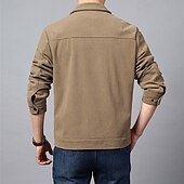 economico Giubbotti Cargo-Per uomo Giacca Leggera Giacca in Velluto a Coste Giacca Cargo Giacca Casual Vacanza Quotidiano Caldo Tasca Primavera Autunno Semplice Moda Classico Bavero Regolare Nero Verde Cachi Giacca