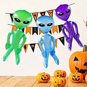 abordables Halloween-3 figuras inflables alienígenas coloridas para decoración festiva de Halloween con calabazas y telarañas. &amp;Linternas de 85 cm/33,5 pulgadas: perfectas para celebraciones espeluznantes, de plástico