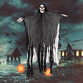 preiswerte Halloween Außen Dekor-2er-Pack hängende Halloween-Dekorationen mit Skelettgeistern, Sensenmänner für Halloween-Außendekorationen, fliegendes Halloween-Skelett-Geist, Spukhaus-Requisite, Party-Dekor