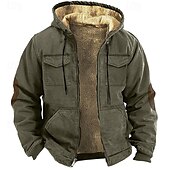abordables pulls molletonnés-Homme Sweat à capuche Sweat à capuche zippé intégral Sweat à capuche en polaire Vert Véronèse Kaki Gris À capuche Uni Fermeture éclair Poche Avant Tactique Sport &amp; Loisir Occasionnel Streetwear Frais