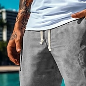 baratos Shorts de moletom-Homens Calções Waffle Shorts de moletom Shorts de praia Shorts de Corrida Shorts de Academia Cintura elástica Com Cordão Tecido Conforto Comprimento do joelho Ao ar livre Casual Diário Férias Estilo