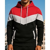 economico Felpa &amp; Sweatshirt-Per uomo Top casual Felpa con cappuccio Felpe Coulisse Tasca Manica Lunga Top Athleisure Autunno Blocco di colori Antivento Escursionismo Allenamento Atletico abbigliamento sportivo Abbigliamento