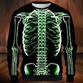levne Halloween mikiny a svetry-Halloween Den mrtvých lebka pánská 3D kostra mikina punk párty dlouhý rukáv kulatý výstřih dovolená halloween sváteční kulatý výstřih 3D grafika podzim celá roční období designér