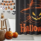levne Halloween koupel-Halloweenský sprchový závěs s háčky, polyesterový, pratelný, voděodolný, vzorovaný, koupelnová vana, dekorace