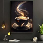 זול Abstract Prints-פוסטר בד ללא מסגרת, ספל תה חלל 1, הדפס אמנות מודרני, מתאים לקישוט חדר שינה וסלון ללא מסגרת