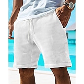 economico Pantaloncini casual-Per uomo Pantaloncini Waffle Shorts Pantaloncini Estivi Pantaloncini casual Tasca Elastico in vita Coulisse Semplice Comodità Traspirante Corto All&#039;aperto Vacanza Canotta sportiva Casual Nero Bianco