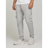 お買い得  スウェットパンツ-男性用 スウェットパンツ ジョガー ズボン カジュアルパンツ ポケット 弾性ウエスト ドローストリング ソリッド 履き心地よい 全長 アウトドア 日常 ランニング 旅行度假风 シンプル ブラック ネイビーブルー 伸縮性あり