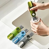 abordables Nettoyage de la cuisine-Lot de 3 brosses de nettoyage multifonctions 3 en 1, brosses en forme de U pour le bord et le couvercle des bouteilles d&#039;eau, thermos, biberons, nettoyage des espaces étroits, outil de nettoyage des