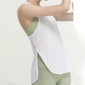 tanie Topy do jogi-Damskie Kamizelka do jogi Czołg Szybkie wysychanie Oddychający Bez rękawów Sport Jednokolorowe Top Dla Siłownia Obuwie sportowe Pilates Odzież sportowa