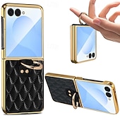 levne Pouzdra pro Samsung-telefon Carcasă Pro Samsung Galaxy Z Flip 7 Z Flip 6 Z Flip 5 Z Flip 4 Z Flip 3 Zadní kryt Prstencová spona Nárazuvzdorné Retro TPU PU kůže