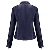 voordelige Imitatieleren jassen-Dames Jas van imitatieleer Comfortabel Zak Volledige ritssluiting Modieus Street Style Effen Buiten Casual / Dagelijks Normaal Opstaand Normale pasvorm Lange mouw bovenkleding Zwart Rood Kameel Lente