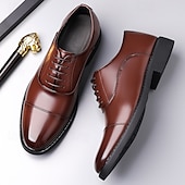 economico Formale-scarpe eleganti oxford marroni da uomo – design classico con punta a punta per lavoro, ufficio ed eventi formali