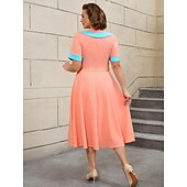 preiswerte Kleider-Retro Vintage 1950er Rockabilly Midlänge A-Linien-Kleid Ausgestelltes Kleid Übergröße Damen Urlaub Heimkehr Party &amp; Abend Erwachsene Kleid Frühling &amp; Sommer