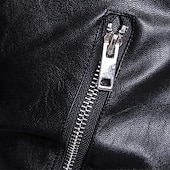 voordelige Nepleer jas-Voor heren Jas van imitatieleer Bikerjack Motorjas Vakantie Dagelijks Winddicht Houd Warm Zak Herfst Winter Effen Modieus Klassiek Revers Normaal Zwart Jacks