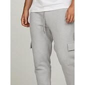 お買い得  スウェットパンツ-男性用 スウェットパンツ ジョガー ズボン カジュアルパンツ ポケット 弾性ウエスト ドローストリング ソリッド 履き心地よい 全長 アウトドア 日常 ランニング 旅行度假风 シンプル ブラック ネイビーブルー 伸縮性あり