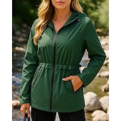 preiswerte Wasserdichte Jacken-Damen Wanderjacke Regenmantel Trench Coat Außen Wasserdicht Winddicht Leicht Wanderoutfits Wanderbekleidung Winter Herbst Oberteil Camping / Wandern / Höhlenforschung Laufen Weiß Dunkelgrün Grün