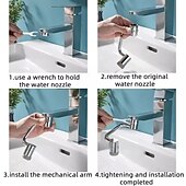 cheap Kitchen Utensils &amp; Gadgets-U-Shape Universal Faucet Splash Proof Extender with Rotatable Joint C Type Mechanical Arm Design for Bathroom Sink Water Saving Bubbler Tap Attachment for Easy Washing