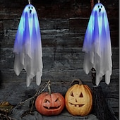 お買い得  ハロウィン室内-ハロウィンホラー中庭装飾タッチ発光サウンド電気ゴーストペンダントホワイト小型吊り下げゴースト装飾小道具1個