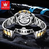 abordables Montres à quartz-OLEVS Hommes Montre à quartz Créatif Mode Décontracté Montre-bracelet Remontage automatique Phase de Lune Lumineux IMPERMÉABLE Acier Suivre