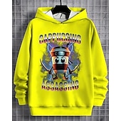 baratos Menino 3D Esportes &amp; Jogo-Moletom casual com capuz para meninos com estampa abstrata engraçada de Tung Tung Tung Saur, manga comprida, moda primavera outono, streetwear, crianças de 4 a 12 anos, com capuz, para atividades ao