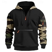 abordables sudaderas basicas hombre-Hombre Sudadera Sudadera con capucha y cremallera de un cuarto Rojo Azul Piscina Naranja Verde Trébol Gris Con Capucha camuflaje Retazos Bolsillo Deporte Diario Festivos Poliéster Ropa de calle