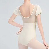 preiswerte Ballettbekleidung-Ballett Trikot / Einteiler Unifarbe Spleißen Tüll Damen Leistung Training Kurzarm Hoch Polyester