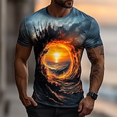 billiga 3D T-shirts-Herr 3D Print Hav 3D T-shirt Kortärmad T-shirt 3D-tryck Rund hals Skjorta drivna Designer Fest Gata Ledigt blå 3# Blå 2# Blå 1# Sommar Vår Alla årstider Kläder S M L XL XXL XXXL
