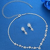 cheap Jewelry Sets-Bridal Jewelry Sets 1 set Imitation Diamond Alloy 1 Necklace Earrings Women's Artistic Trendy Jewelry Set For Wedding Holiday Festival