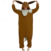 billige pars halloween-kostymer-Barne Voksne Dyr Gruppekostyme Onesie-kostyme Karnevalskostyme Tegneserie Eevee Onesie-pysjamas Kigurumi pyjamas Sjarm Morsomt kostyme Til Damer og Herrer Gutter og jenter Karneval Tegnefilm