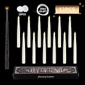 cheap Candle Lights-10/12/20 Pcs Suspended Electronic Candle Lamp Pencil Magic Wand Remote Control Halloween Christmas Party Atmosphere Decoration Lamp AAA Battery Box