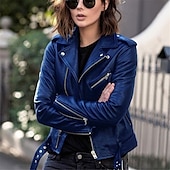 economico Giacche in finta pelle-Per donna Giacca in Ecopelle Confortevole Cerniera completa Moda Stile da Strada Semplice All&#039;aperto Casual Quotidiano Regolare Collo ripiegato Vestibilità regolare Manica Lunga Capispalla Argento