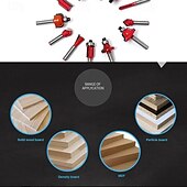 economico Strumenti manuali-Set di 12 utensili per lavorazione del legno con gambo, kit di frese per fresatura del legno, frese per scanalature e rifilatura per progetti di carpenteria e fai da te, lame di precisione resistenti.