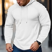 economico felpe con cappuccio da uomo di base-Per uomo Felpa con cappuccio Nero Bianco Cachi Grigio Con Cappuccio Semplice Testurizzato Cool Casual Inverno Tutte le stagioni Abbigliamento Felpe con cappuccio Felpe
