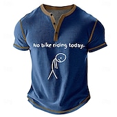 abordables Mots drôles-T-Shirt Graphique Amusant pour Hommes Cyclisme à Manches Courtes Henley avec Imprimé &quot;Pas de Vélo Aujourd&#039;hui&quot;