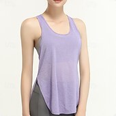 tanie Topy do jogi-Damskie Kamizelka do jogi Czołg Szybkie wysychanie Oddychający Bez rękawów Sport Jednokolorowe Top Dla Siłownia Obuwie sportowe Pilates Odzież sportowa