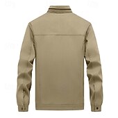 abordables Vestes Cargo-Homme Veste Légère Veste Cargo Veste Décontractée Vacances Quotidien Chaud Avec Poches Automne Hiver Uni Mode Classique Col montant Régulier Kaki clair Kaki Veste