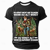お買い得  メンズおもしろTシャツ-男性用ハンターグラフィックTシャツ - &quot;年を取っても狩りを止めるわけではない、止めた時に年を取る&quot;ショートスリーブアウトドアTシャツ
