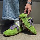 abordables Baskets-Baskets décontractées à lacets en daim vert pour hommes avec tige texturée et semelle souple, style urbain rétro pour un usage quotidien, des promenades le week-end et des sorties urbaines