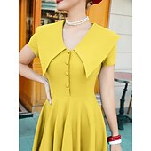 levne Šaty-Retro 50. léta Rockabilly Polední Šaty Šaty na šaty Rozevláté Do V Maškarní kostým Dámské předvečer Všech svatých Karneval Valentýna Čajový dýchánek Retro tematická párty Dospělé Šaty Léto