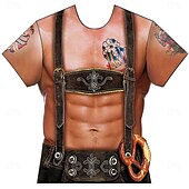 olcso pólók-Októberi fesztivál Lederhosen nyomtatás Póló bajor München Német Grafikus Kompatibilitás Férfi Felnőttek Farsang Októberi fesztivál 3D nyomtatás Parti Alkalmi / Napi