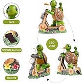 billige Landskapslys-1 stk utendørs solcelledrevet skilpadde mor og barn sykkeldekorasjonslys gårdsplass hagesti plen terrasse ornamentlys landskap observasjonslys