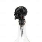 economico Halloween Cucina-Tappo per bottiglia con teschio di Halloween, 3D, nero, a forma di scheletro, creativo, stile gotico, per bottiglie di vino in vetro, accessori per feste, decorazioni per la casa e la cucina.