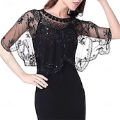 abordables Cape Châle-Écharpe Femme Élégant Protection solaire Manche Courte Dentelle Boléros de Mariage Avec Perlage Pour Mariage Été