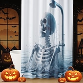 levne Halloween koupel-Halloweenský sprchový závěs s háčky, polyesterový, pratelný, voděodolný, vzorovaný, koupelnová vana, dekorace