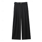economico gamba larga e vita alta-Per donna Gamba larga Chinos Casual Lunghezza intera Naturale Semplice Gamba larga Comodo Traspirabilità Casual Quotidiano Vinaccia Nero 1 # Nero Verde militare Primavera Autunno Vestibilità comoda