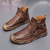 billiga Stövlar-Herr retro läderstövlar med spänne, bekväma loafers för vardagliga utflykter, bilkörning och höstmode