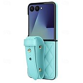 cheap Samsung Cases-Phone Case For Samsung Galaxy Z Flip 7 Z Flip 6 Z Flip 5 Z Flip 4 Z Flip 3 Back Cover with Wrist Strap Shockproof Retro TPU PU Leather