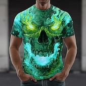 ieftine tricouri de Halloween-Halloween Bărbați Cranii 3D Print #D Tricou Manșon scurt Tricou Tipărire 3D Stil Nautic Cămașă Exagerat Designer Groază Petrecere Stradă Casual Roșu-aprins Mov Trifoi Vară Primăvară Toate Sezoanele